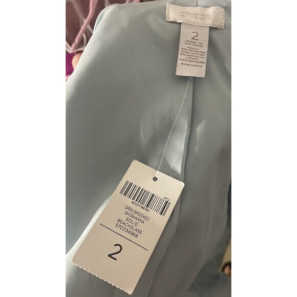 NWT Chicos Size 2 (Large) Open Smocked Shoshanna Beachglass Blazer Travel Chic - Picture 3 of 8